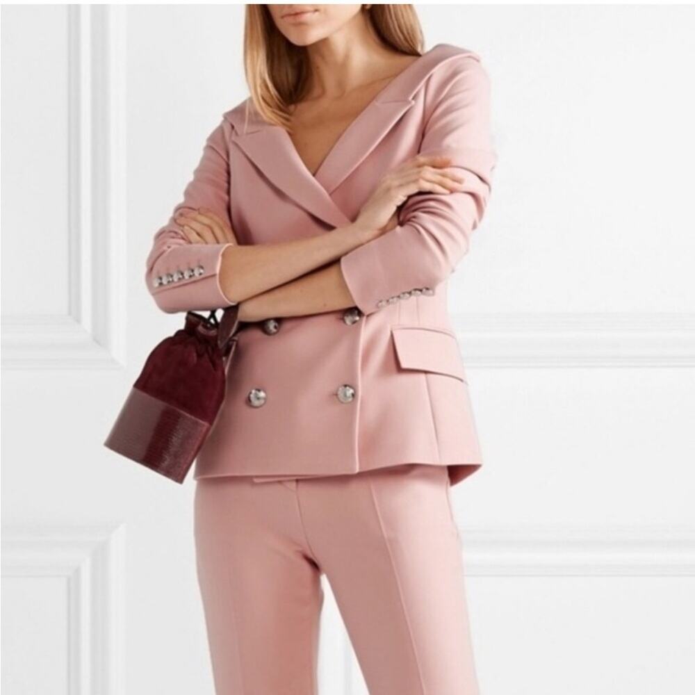 Veronica Beard Frayne Pink Portrait Neck Double Breasted Blazer Size 6